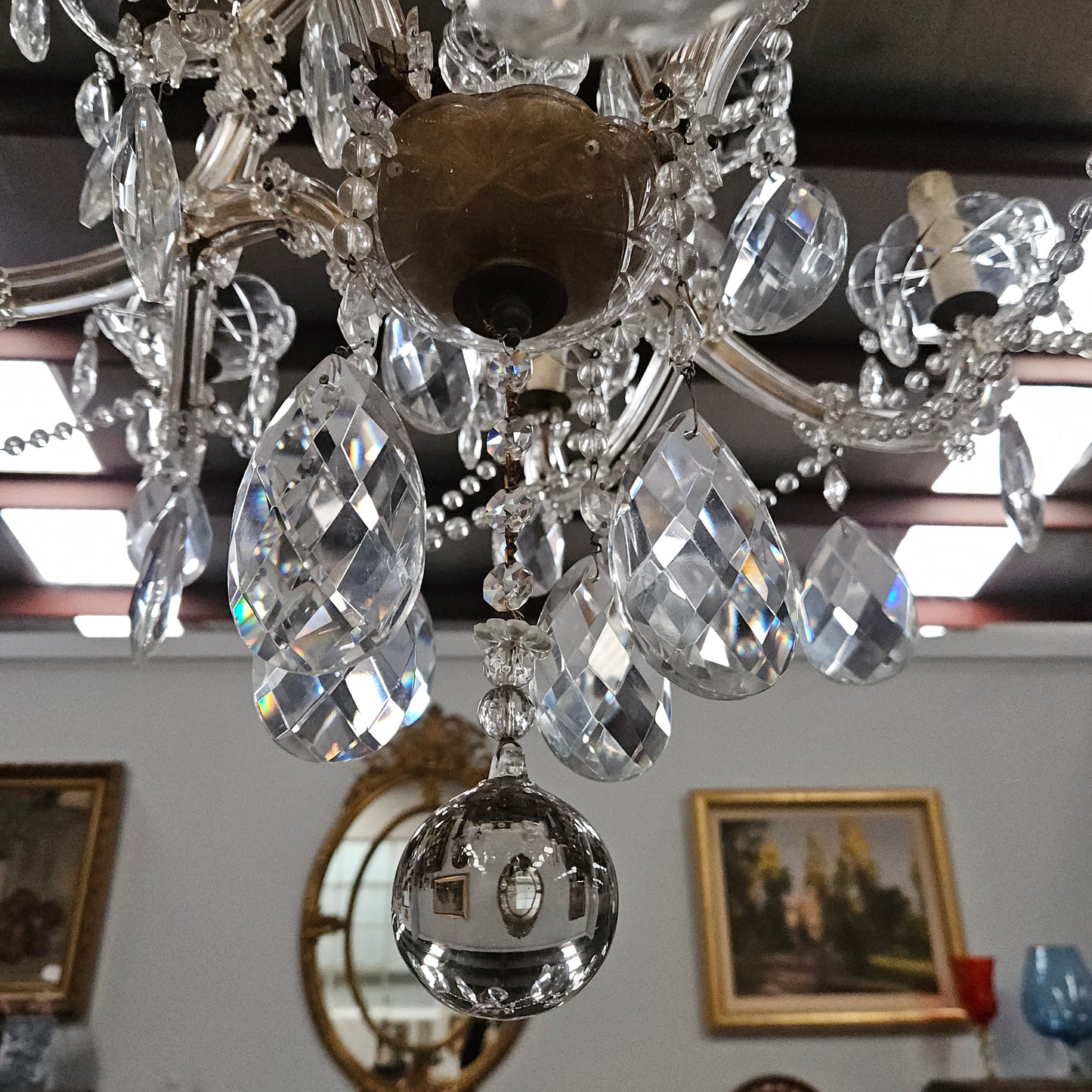 French Parisian Crystal 12 Arm Chandelier