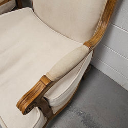Pair Louis 15th Style Oak Framed Bergeres Chairs | Antique & Vintage | Moonee Ponds Antiques | Australia Wide Delivery