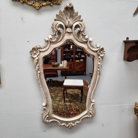 Attractive cream Louis XV style bevilled edge wall mirror. Circa:1930's. In good original condition and has been sourced directly from France. 