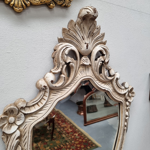 Attractive cream Louis XV style bevilled edge wall mirror. Circa:1930's. In good original condition and has been sourced directly from France. 