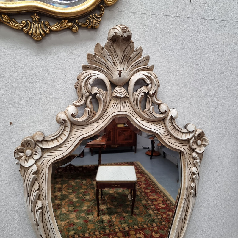 Attractive cream Louis XV style bevilled edge wall mirror. Circa:1930's. In good original condition and has been sourced directly from France. 