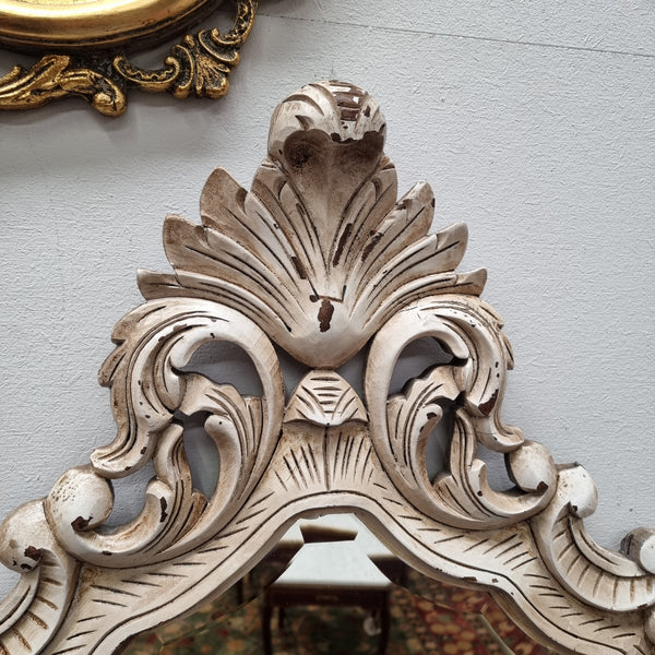 Attractive cream Louis XV style bevilled edge wall mirror. Circa:1930's. In good original condition and has been sourced directly from France. 