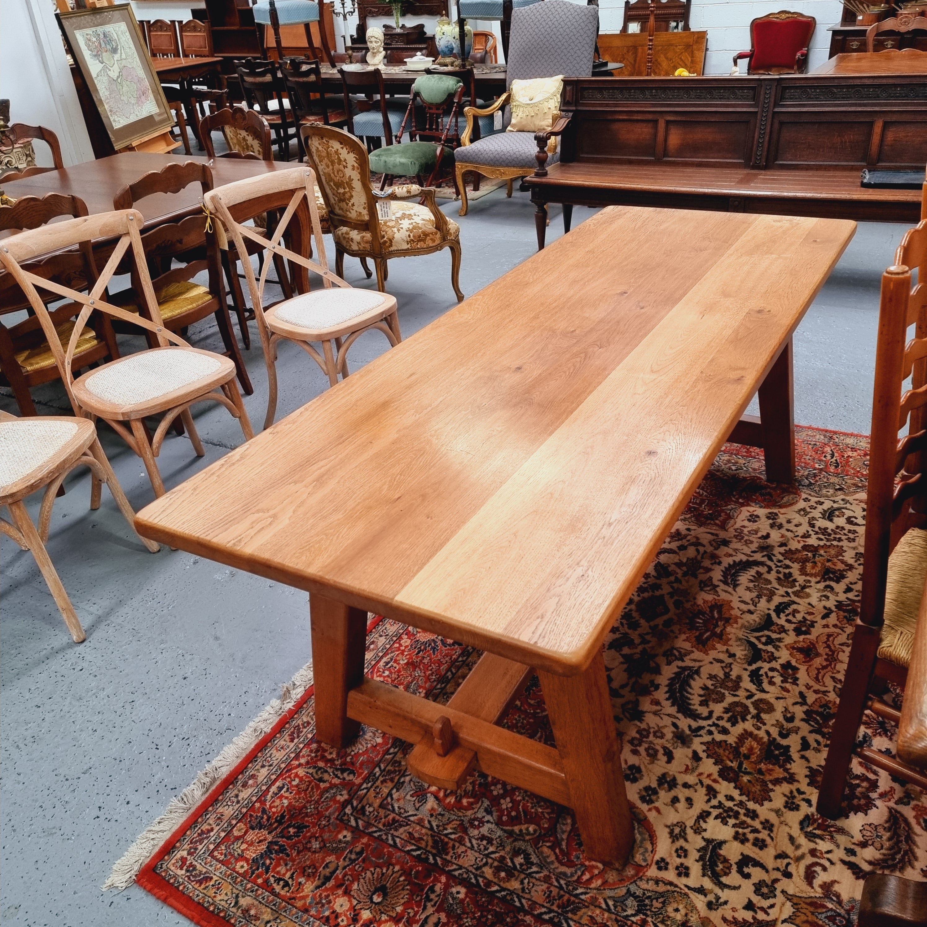 Solid French Oak Arts & Crafts Style Farmhouse Table | Antique & Vintage | Moonee Ponds Antiques | Australia Wide Delivery