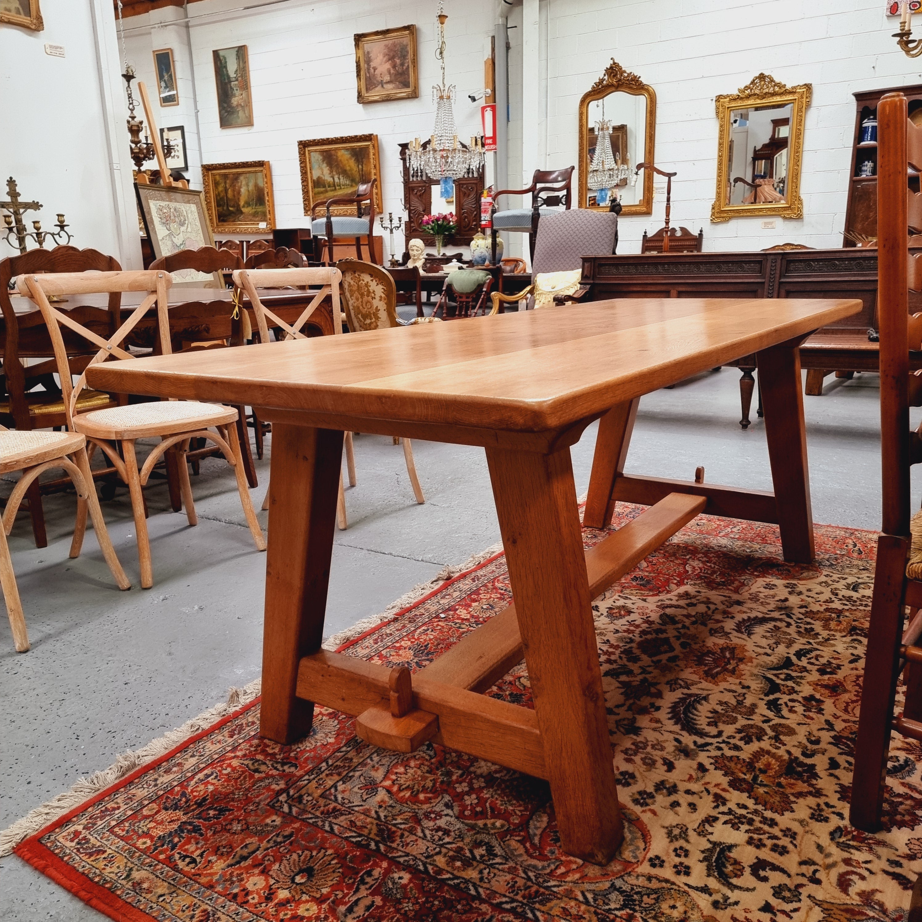 Solid French Oak Arts & Crafts Style Farmhouse Table | Antique & Vintage | Moonee Ponds Antiques | Australia Wide Delivery