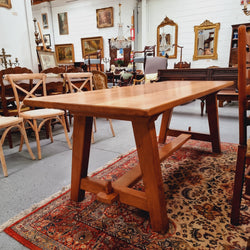 Solid French Oak Arts & Crafts Style Farmhouse Table | Antique & Vintage | Moonee Ponds Antiques | Australia Wide Delivery