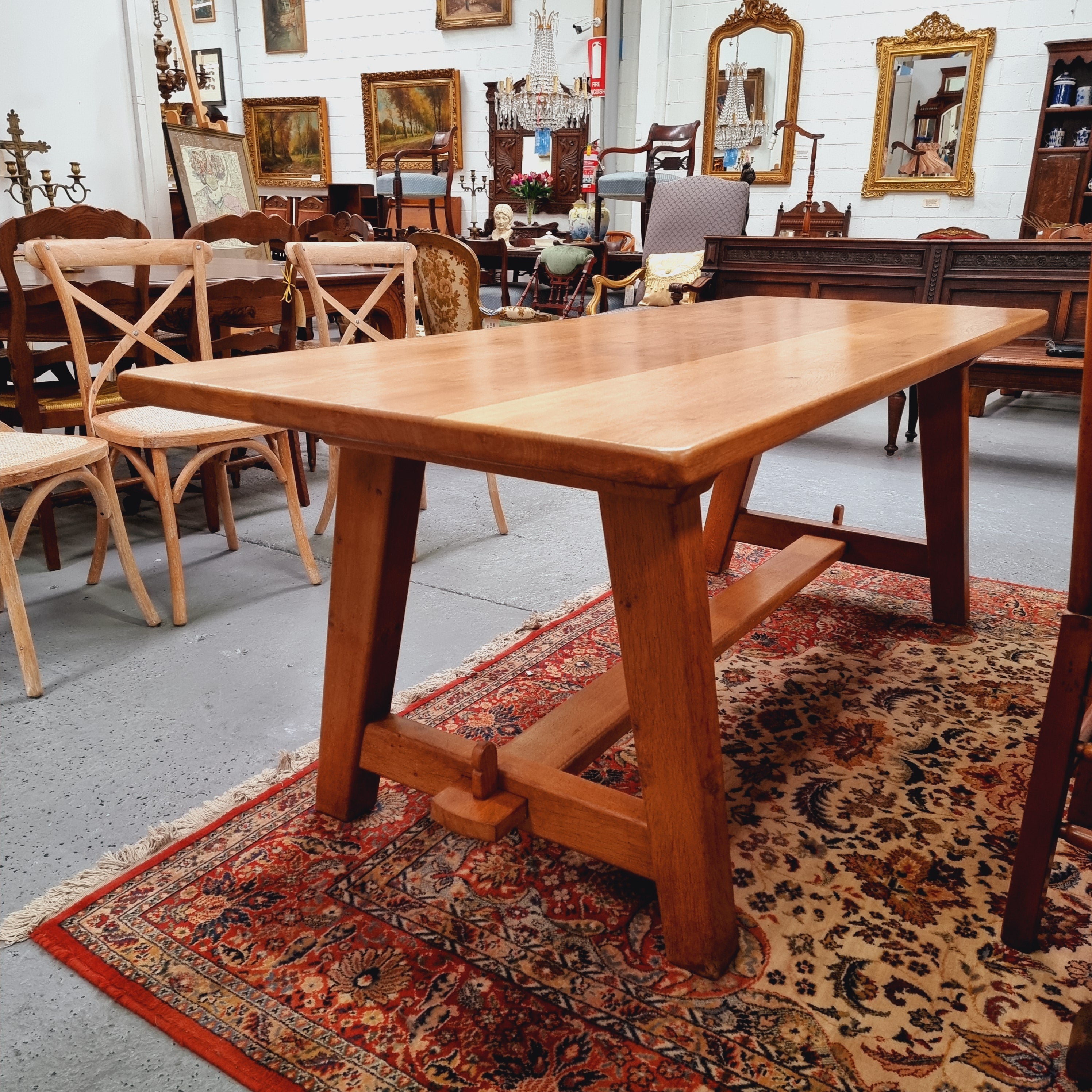 Solid French Oak Arts & Crafts Style Farmhouse Table | Antique & Vintage | Moonee Ponds Antiques | Australia Wide Delivery