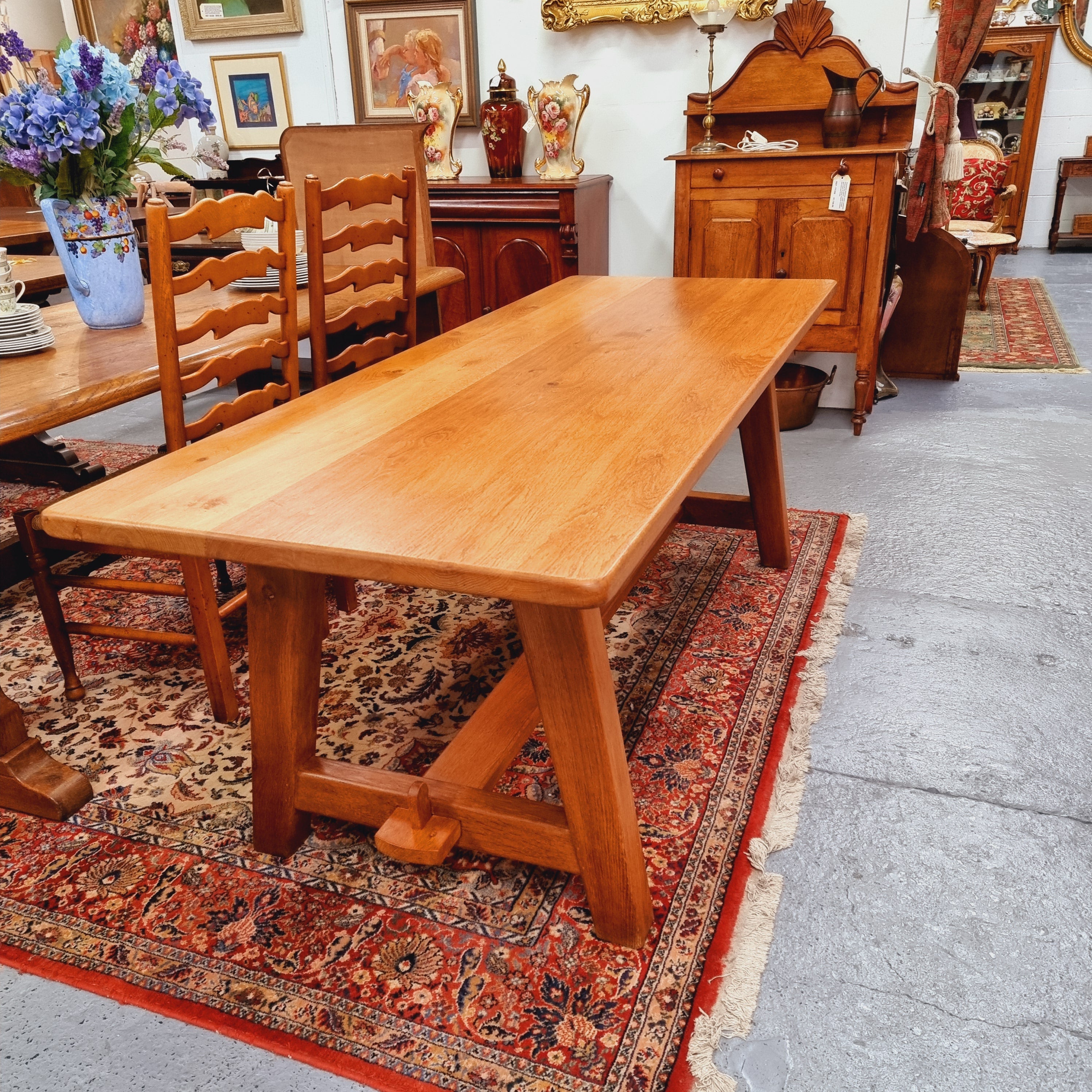 Solid French Oak Arts & Crafts Style Farmhouse Table | Antique & Vintage | Moonee Ponds Antiques | Australia Wide Delivery