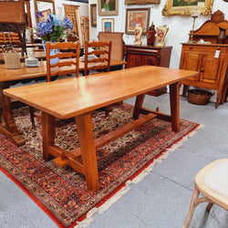 Solid French Oak Arts & Crafts Style Farmhouse Table | Antique & Vintage | Moonee Ponds Antiques | Australia Wide Delivery