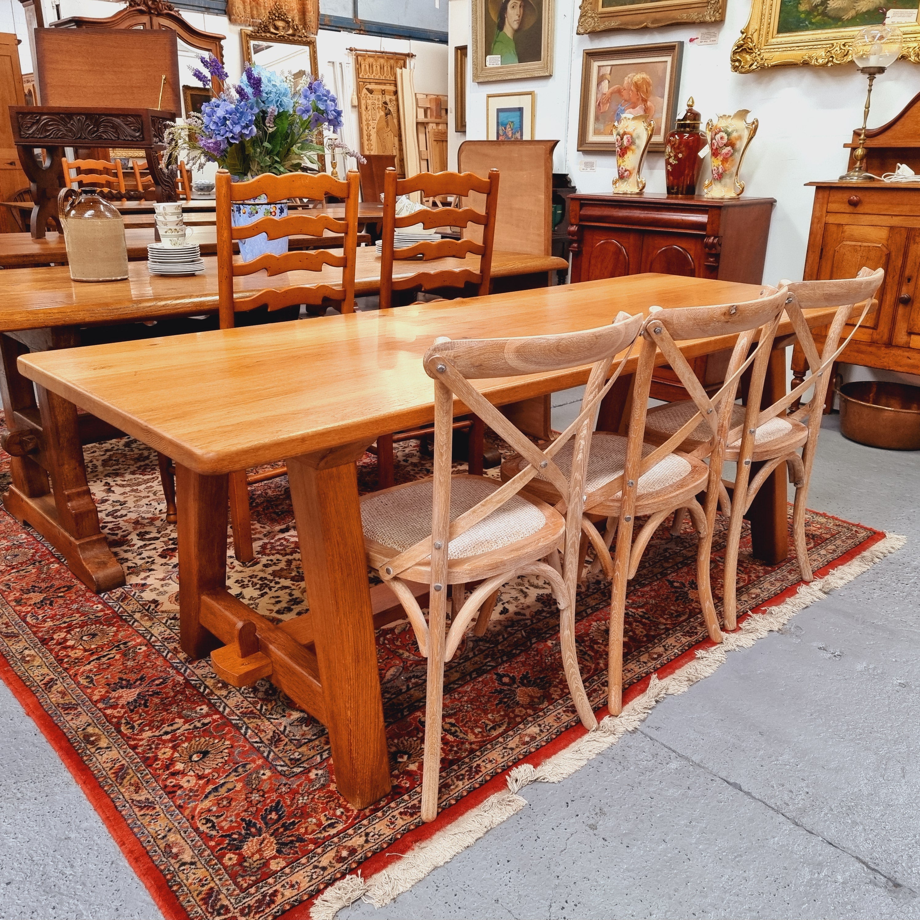Solid French Oak Arts & Crafts Style Farmhouse Table | Antique & Vintage | Moonee Ponds Antiques | Australia Wide Delivery