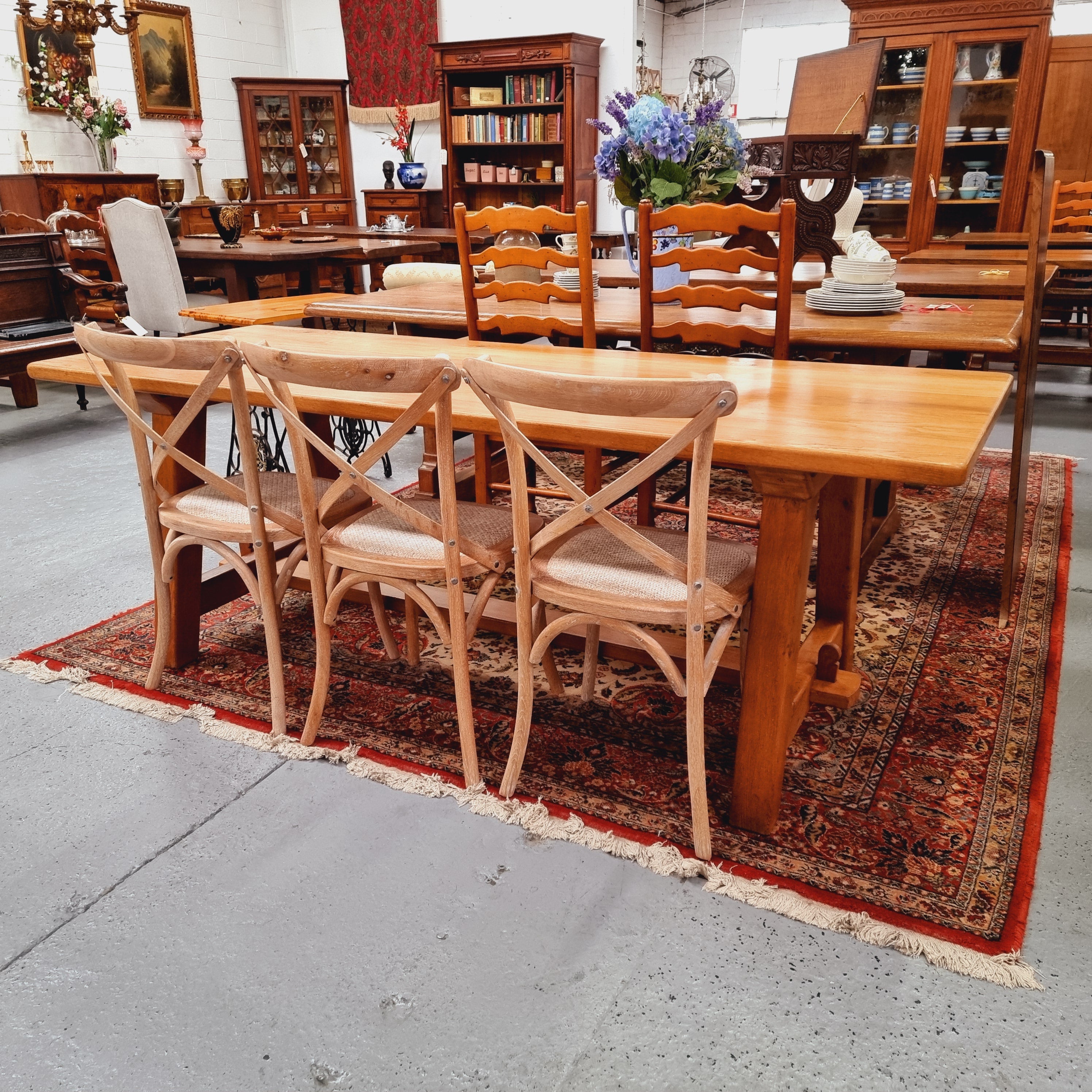 Solid French Oak Arts & Crafts Style Farmhouse Table | Antique & Vintage | Moonee Ponds Antiques | Australia Wide Delivery