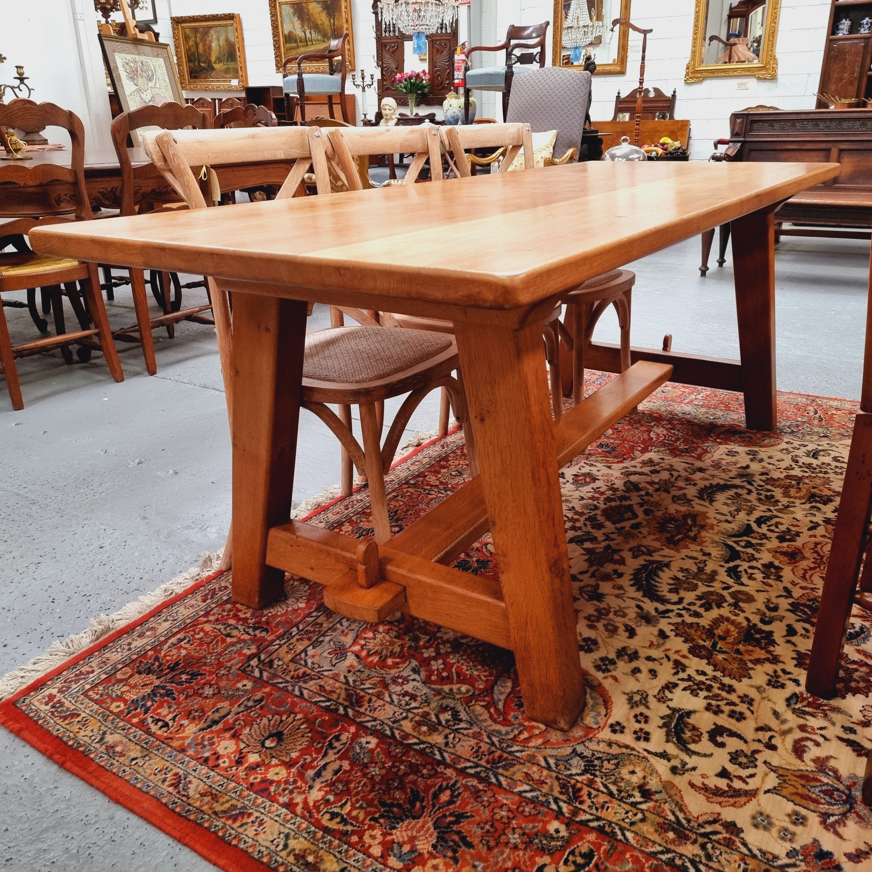 Solid French Oak Arts & Crafts Style Farmhouse Table | Antique & Vintage | Moonee Ponds Antiques | Australia Wide Delivery