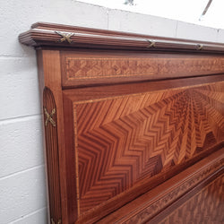 Stunning Louis 16th Style Queen Size Bed Featuring Cube Parquetry | Antique & Vintage | Moonee Ponds Antiques | Australia Wide Delivery