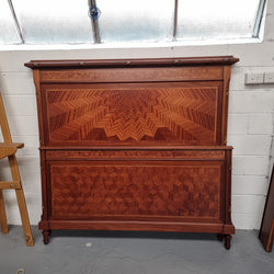 Stunning Louis 16th Style Queen Size Bed Featuring Cube Parquetry | Antique & Vintage | Moonee Ponds Antiques | Australia Wide Delivery