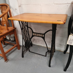 Singer 150 Year Anniversary Treadle Sewing Machine Base with Pine Top & Plaque | Antique & Vintage | Moonee Ponds Antiques | Australia Wide Delivery