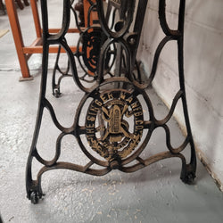 Singer 150 Year Anniversary Treadle Sewing Machine Base with Pine Top & Plaque | Antique & Vintage | Moonee Ponds Antiques | Australia Wide Delivery