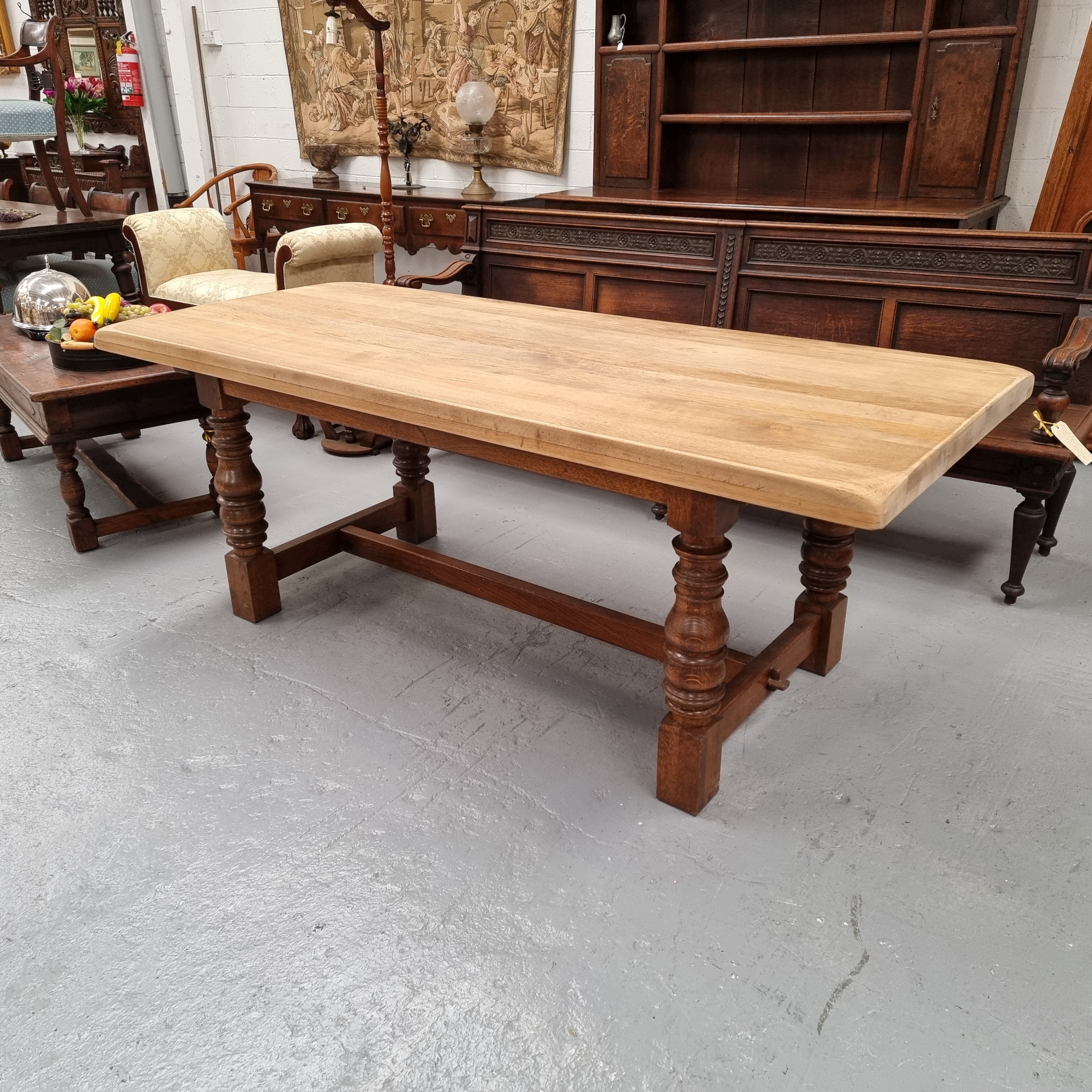 Solid French Oak Farmhouse Dining Table With Raw Top | Antique & Vintage | Moonee Ponds Antiques | Australia Wide Delivery