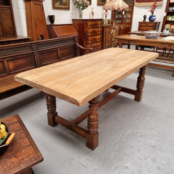 Solid French Oak Farmhouse Dining Table With Raw Top | Antique & Vintage | Moonee Ponds Antiques | Australia Wide Delivery