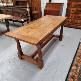 French Oak Farmhouse Style Dining Table With Two Drawers