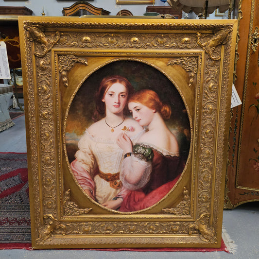 Vintage Wooden Gilt Frame Oleograph Print