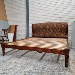 Vintage Empire Style King Size Bed with Impressive Tapestry Upholstery | Antique & Vintage | Moonee Ponds Antiques | Australia Wide Delivery