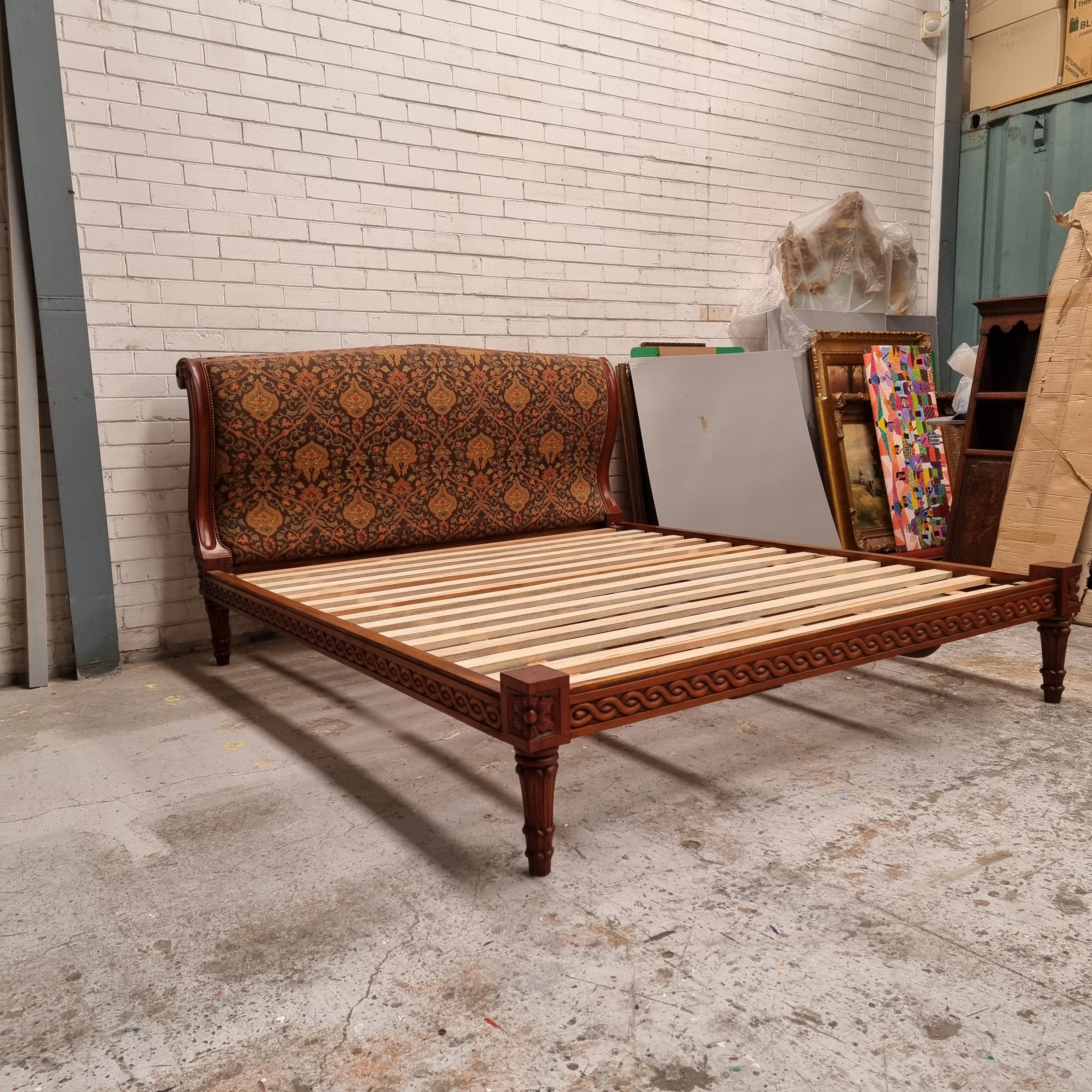 Vintage Empire Style King Size Bed with Impressive Tapestry Upholstery | Antique & Vintage | Moonee Ponds Antiques | Australia Wide Delivery