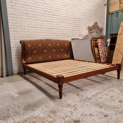 Vintage Empire Style King Size Bed with Impressive Tapestry Upholstery | Antique & Vintage | Moonee Ponds Antiques | Australia Wide Delivery