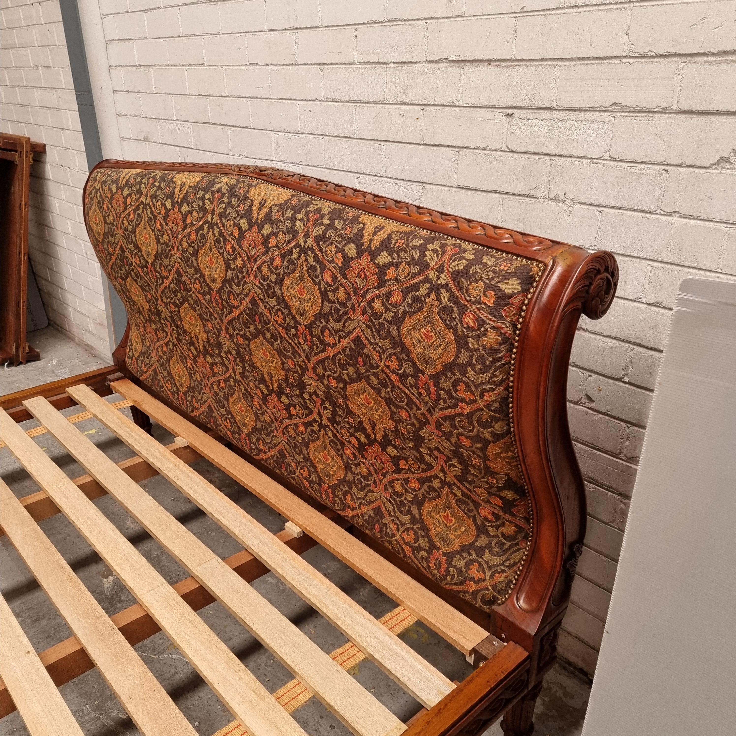 Vintage Empire Style King Size Bed with Impressive Tapestry Upholstery | Antique & Vintage | Moonee Ponds Antiques | Australia Wide Delivery