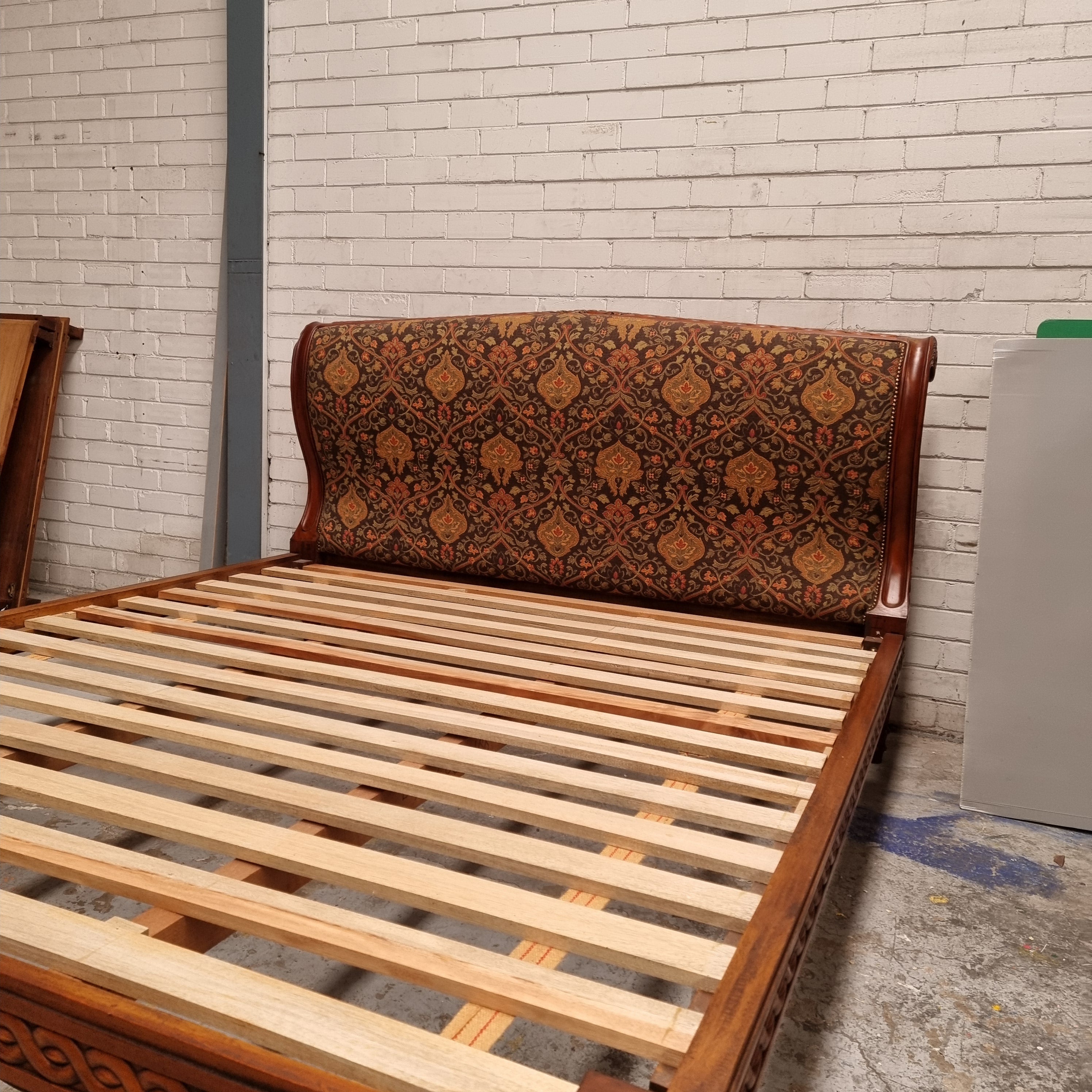 Vintage Empire Style King Size Bed with Impressive Tapestry Upholstery | Antique & Vintage | Moonee Ponds Antiques | Australia Wide Delivery