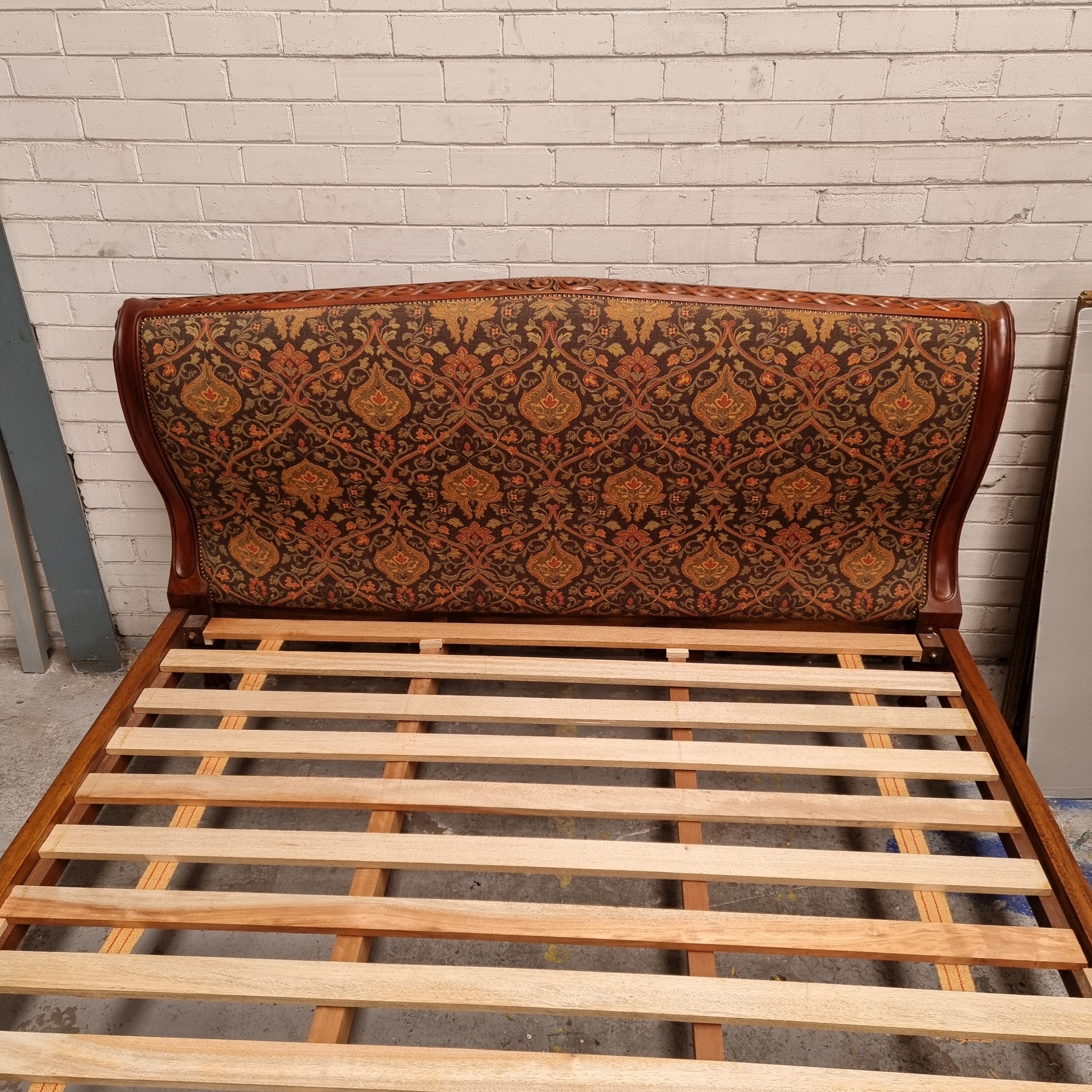 Vintage Empire Style King Size Bed with Impressive Tapestry Upholstery | Antique & Vintage | Moonee Ponds Antiques | Australia Wide Delivery