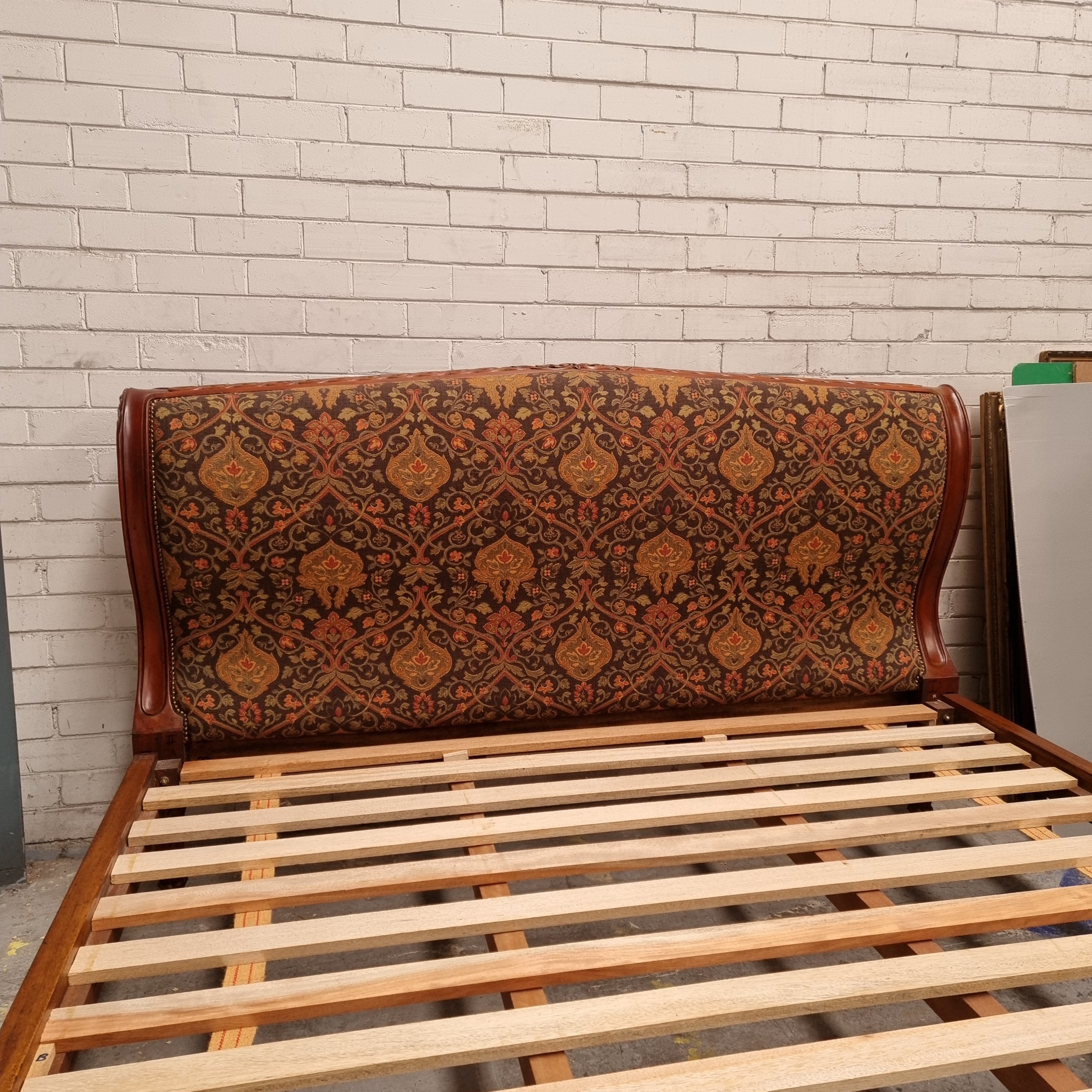 Vintage Empire Style King Size Bed with Impressive Tapestry Upholstery | Antique & Vintage | Moonee Ponds Antiques | Australia Wide Delivery