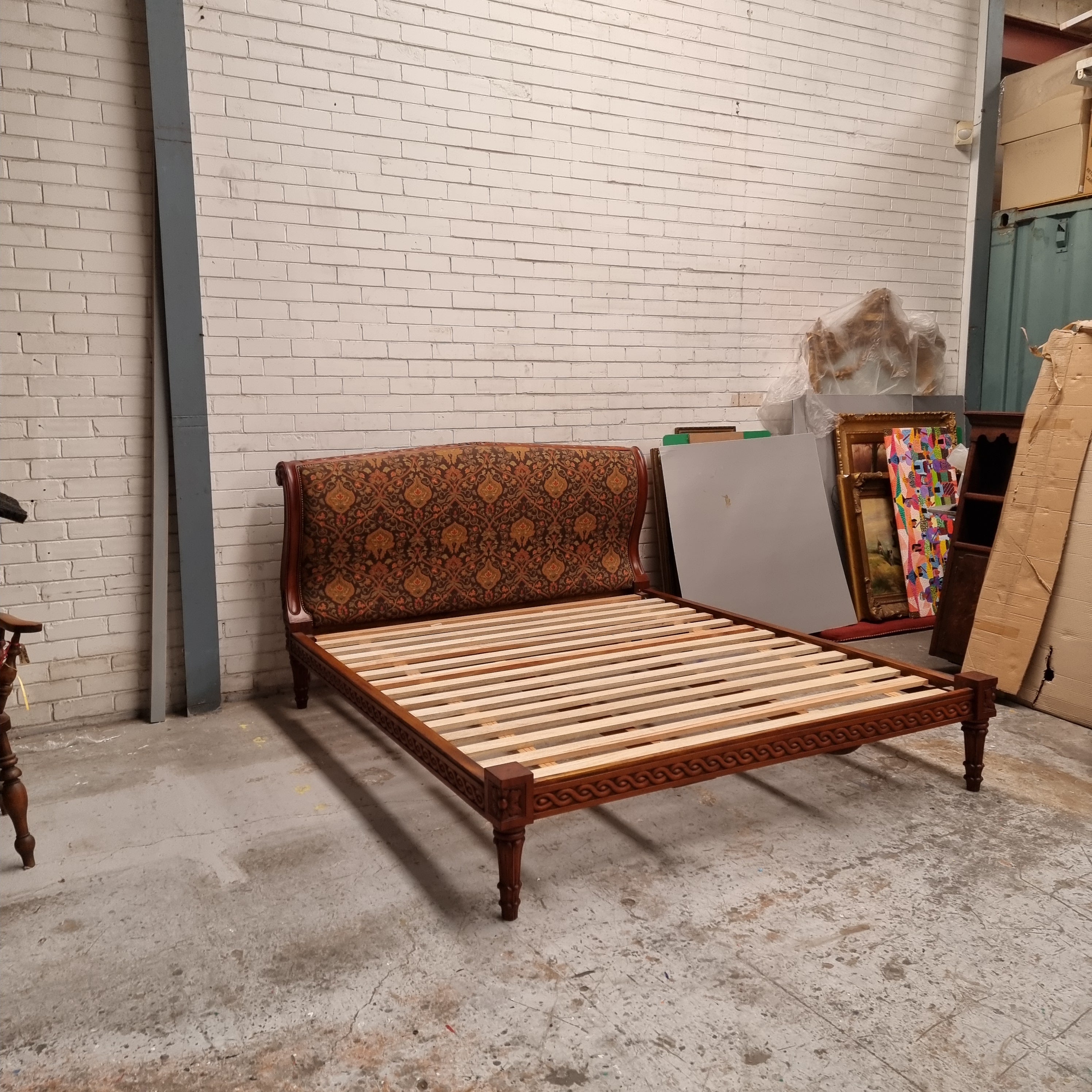 Vintage Empire Style King Size Bed with Impressive Tapestry Upholstery | Antique & Vintage | Moonee Ponds Antiques | Australia Wide Delivery