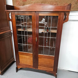 Antique Arts & Crafts Two Door Glass Bookcase/Display Cabinet