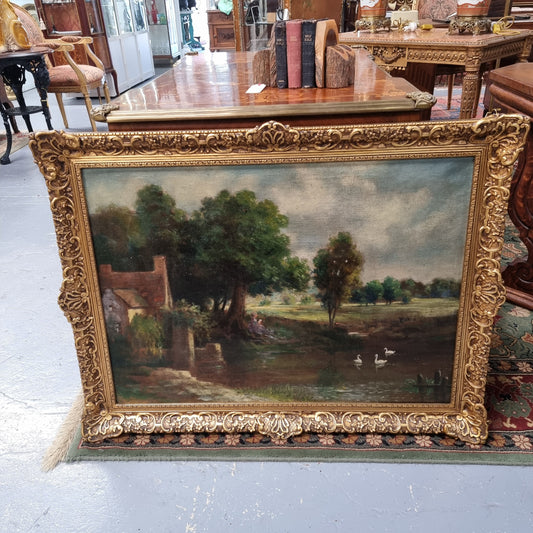 Antique Gilt Framed Signed Oil on Canvas