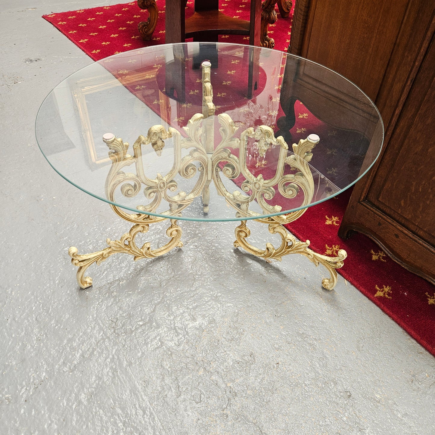 Cast Iron Glass Top Coffee Table