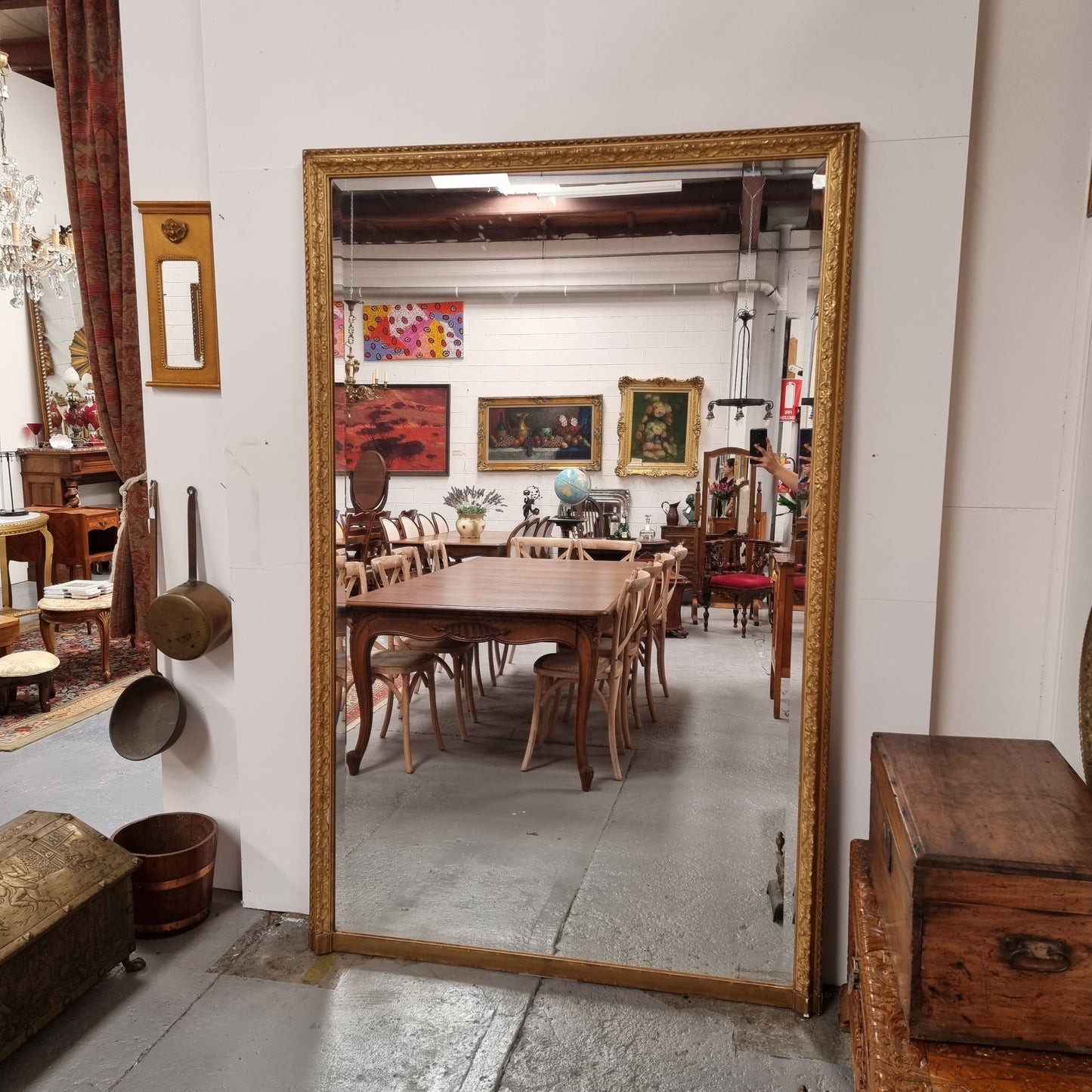 Monumental French 19th Century Gilt Framed Floor Mirror