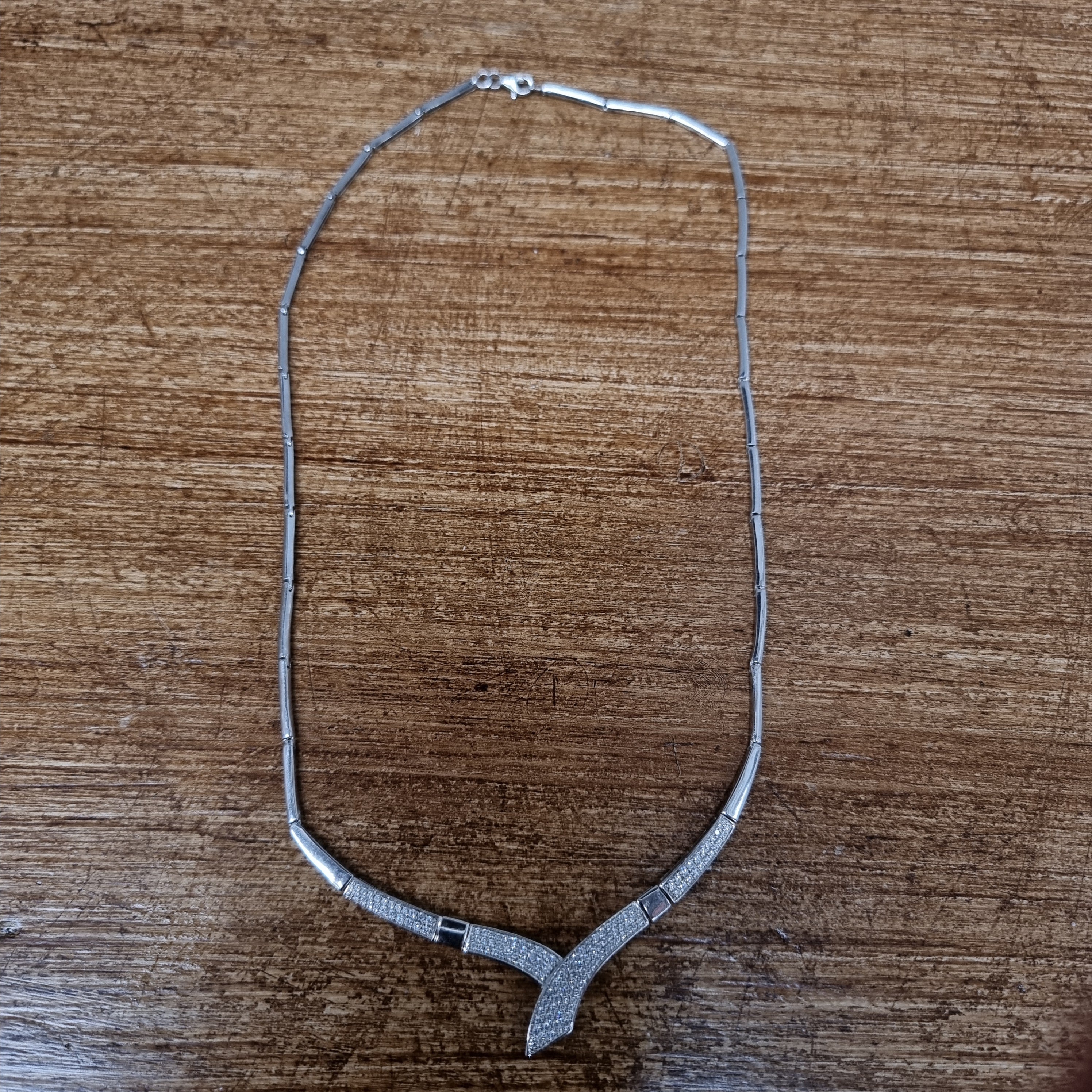 Sterling Silver & CZ Articulated Necklace | Antique & Vintage | Moonee Ponds Antiques | Australia Wide Delivery