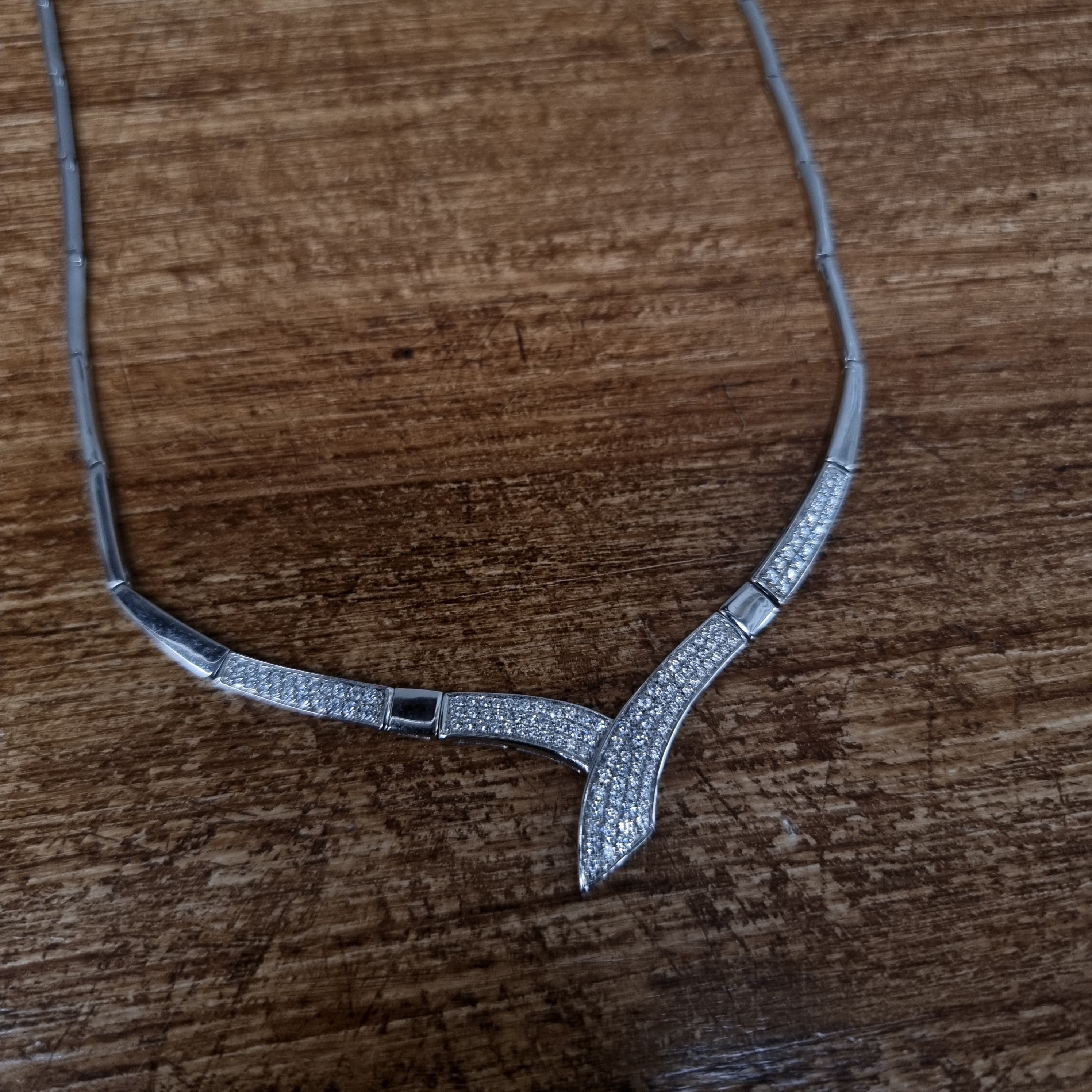 Sterling Silver & CZ Articulated Necklace | Antique & Vintage | Moonee Ponds Antiques | Australia Wide Delivery