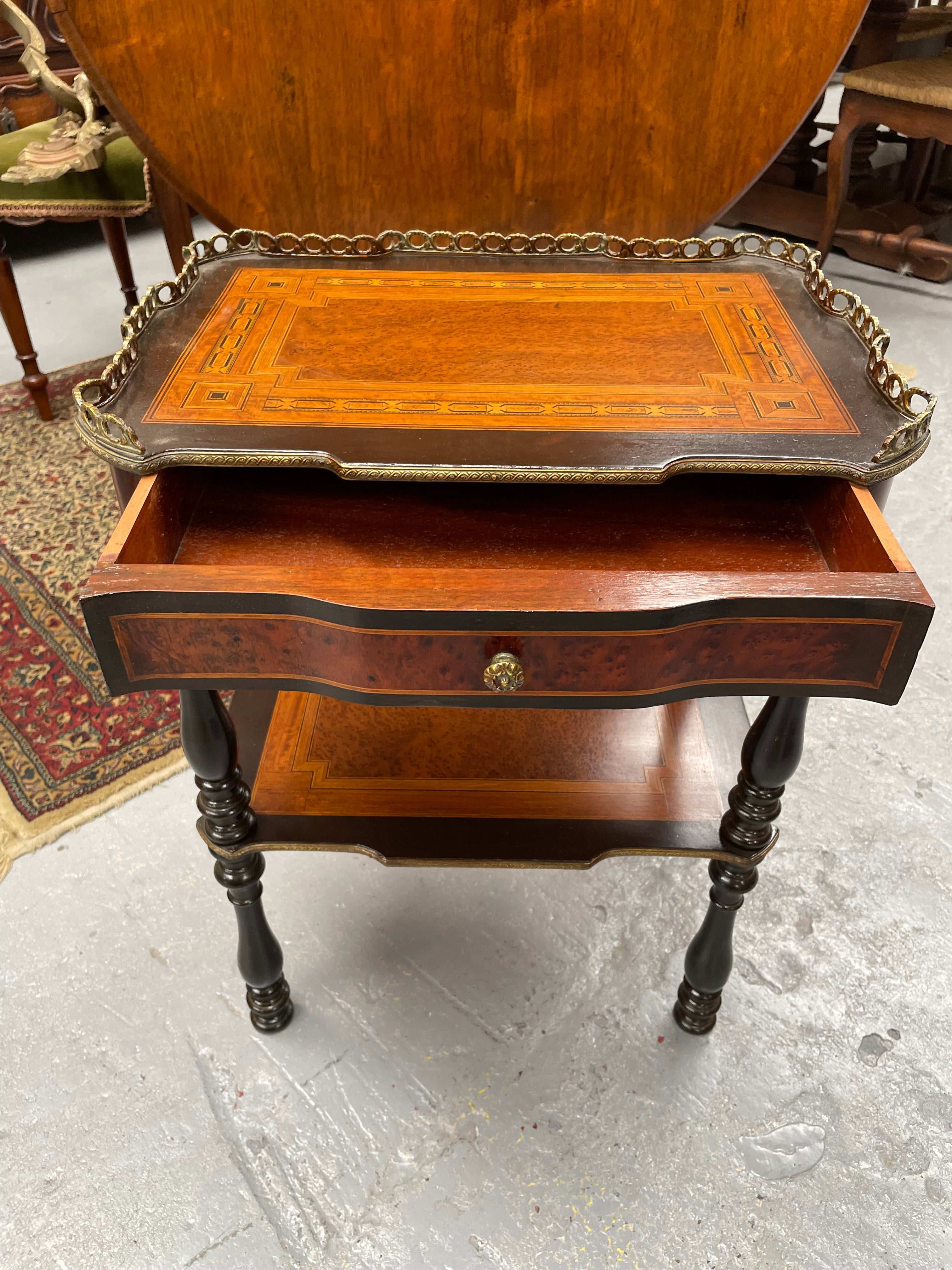 French Inlaid Side Table With Brass Fittings | Antique & Vintage | Moonee Ponds Antiques | Australia Wide Delivery