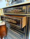 Antique 19th Century French Napoleon III Ebonised Boulle Marble Top Seminar | Antique & Vintage | Moonee Ponds Antiques | Australia Wide Delivery