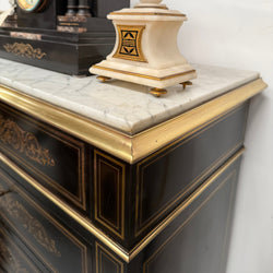 Antique 19th Century French Napoleon III Ebonised Boulle Marble Top Seminar | Antique & Vintage | Moonee Ponds Antiques | Australia Wide Delivery