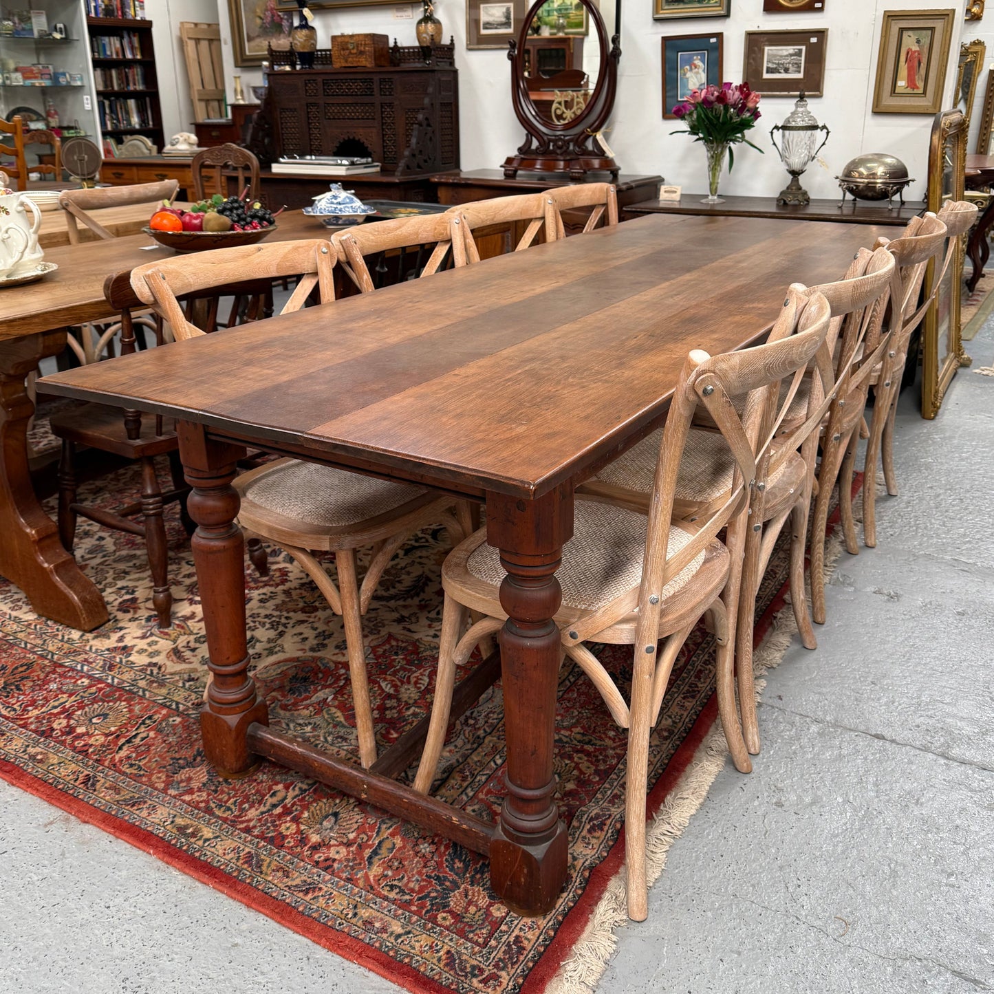 Antique Cherry Wood Farmhouse Style Table
