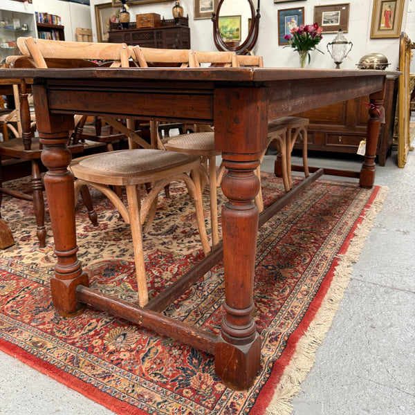 Antique Cherry Wood Farmhouse Style Table