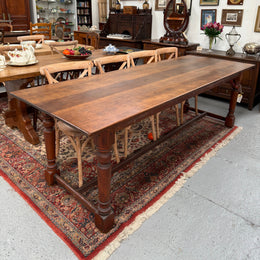 Antique Cherry Wood Farmhouse Style Table