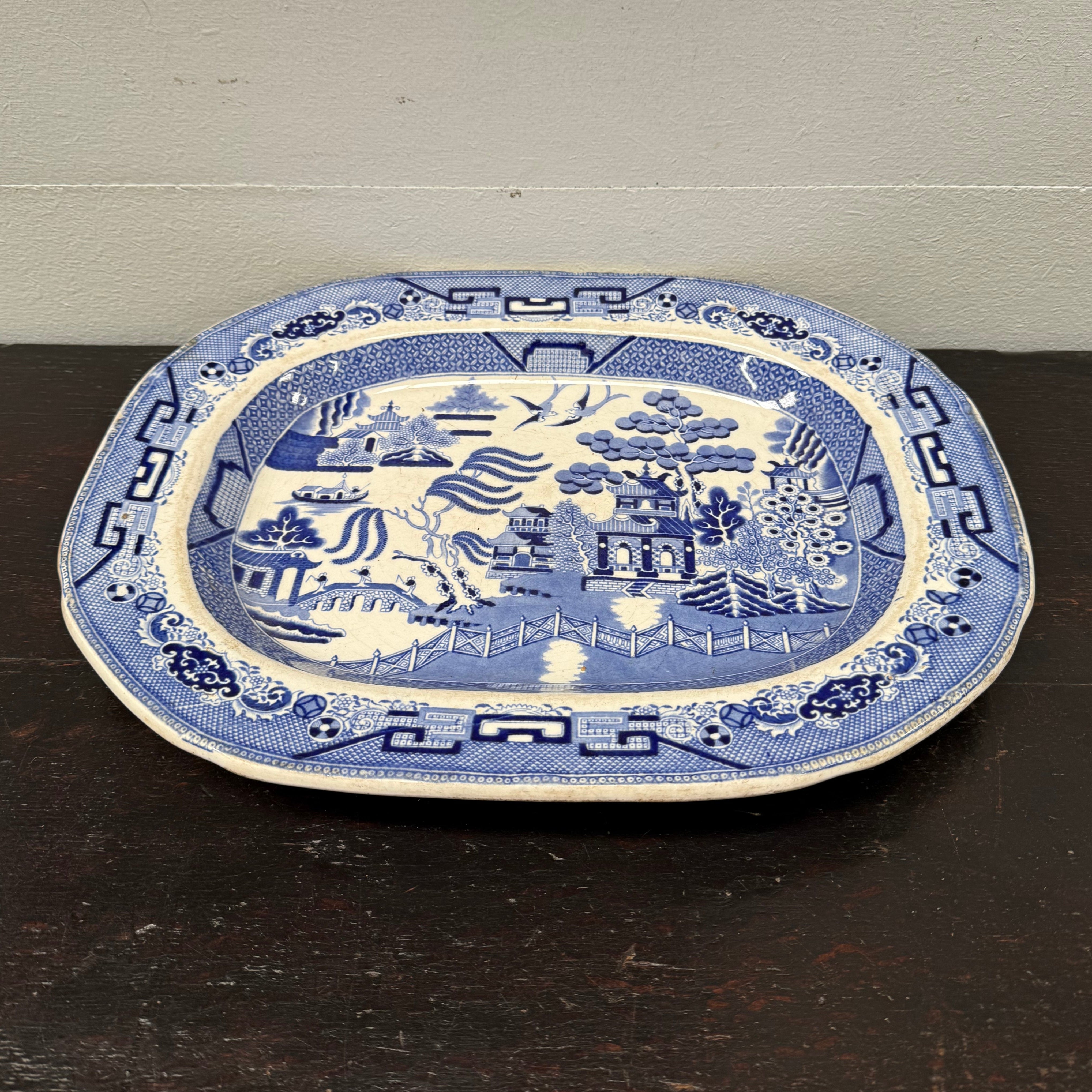 Antique English Willow Pattern Meat Plate C. 1840's | Antique & Vintage | Moonee Ponds Antiques | Australia Wide Delivery