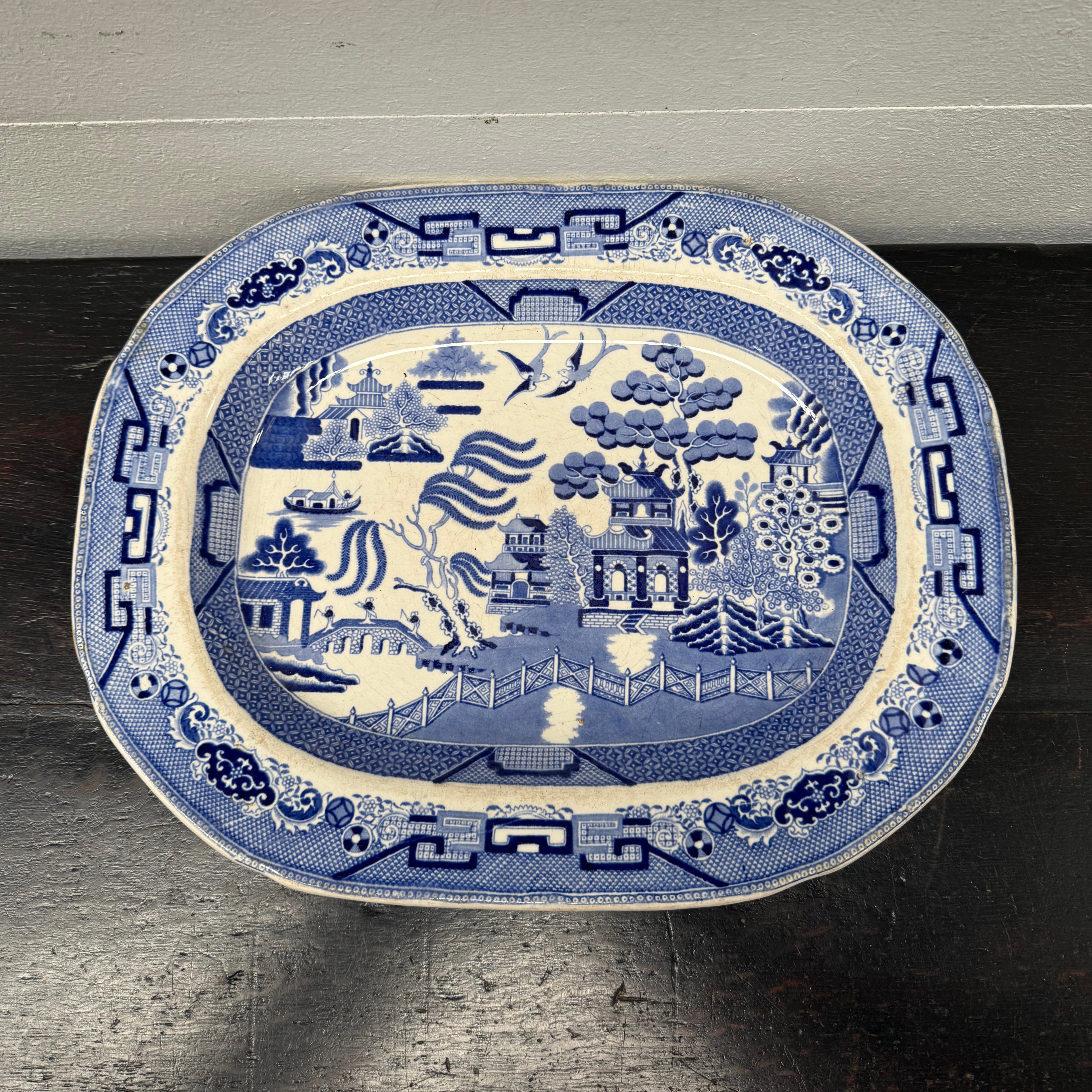 Antique English Willow Pattern Meat Plate C. 1840's | Antique & Vintage | Moonee Ponds Antiques | Australia Wide Delivery