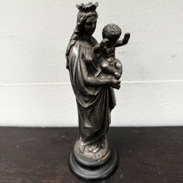 Antique French Metal Figure of The Virgin Mary Holding Jesus - Notre-Dame De La Garde