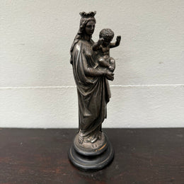 Antique French Metal Figure of The Virgin Mary Holding Jesus - Notre-Dame De La Garde
