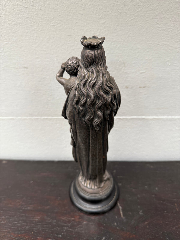 Antique French Metal Figure of The Virgin Mary Holding Jesus - Notre-Dame De La Garde
