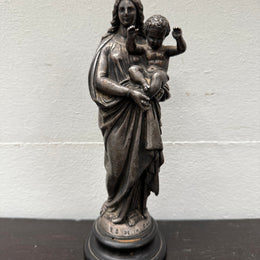 Antique French Metal Figure of The Virgin Mary Holding Jesus - Notre-Dame De La Garde