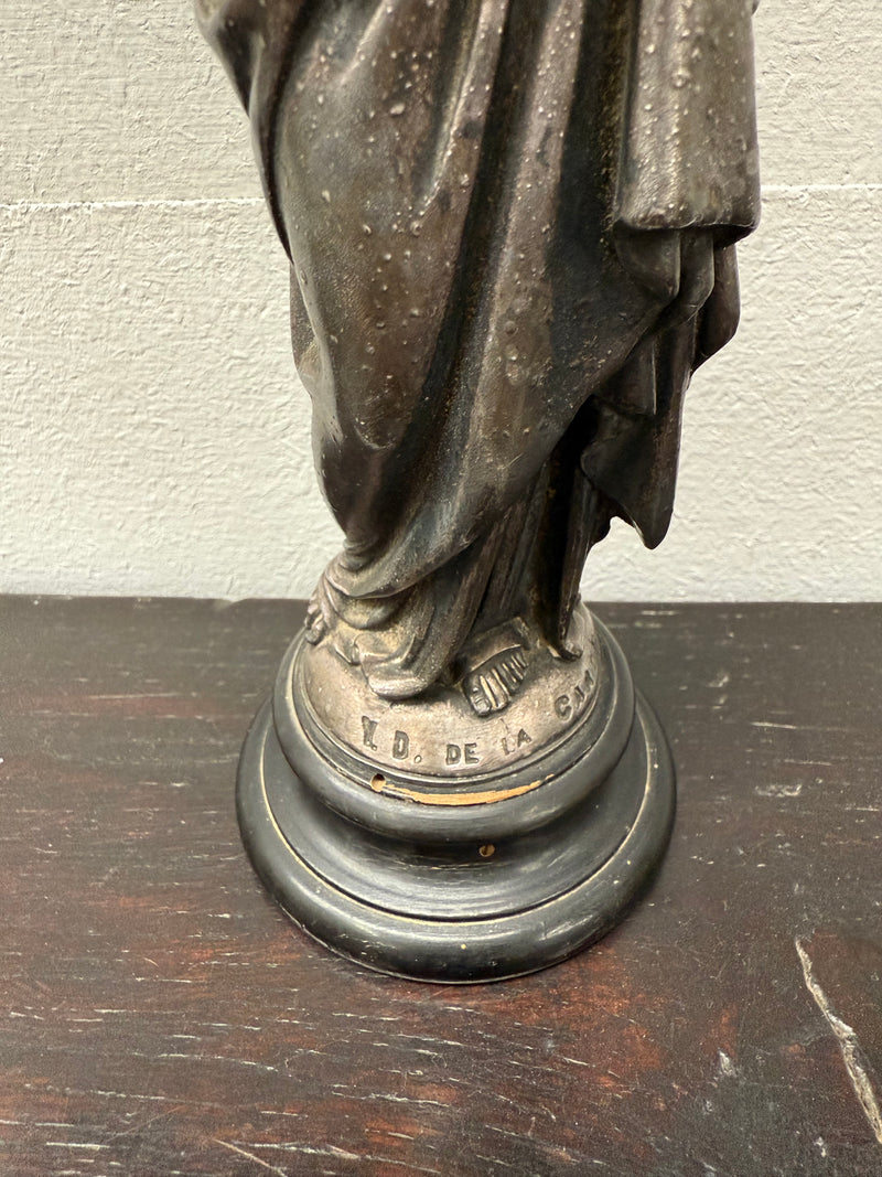 Antique French Metal Figure of The Virgin Mary Holding Jesus - Notre-Dame De La Garde